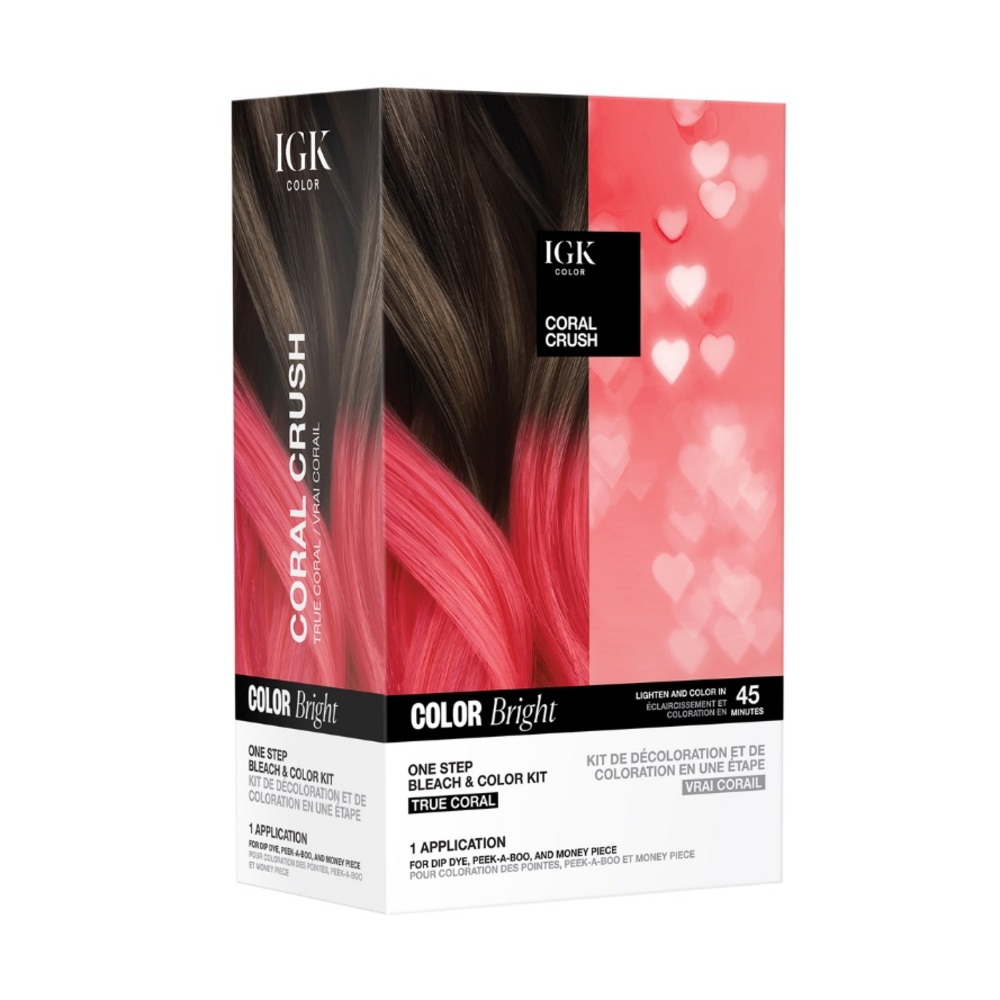 NEW IGK Color Bright One Step Bleach & Color Kit Coral Crush Full Size All in 1